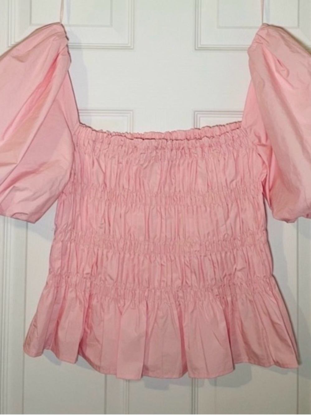 Astr Pink Smocked Square-Neck Puff Sleeve Top - Picture 4 of 4
